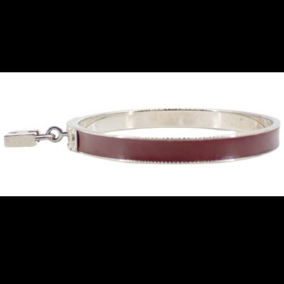 HERMES Burgundy Leather Bangle Bracelet - Picture 4 of 7